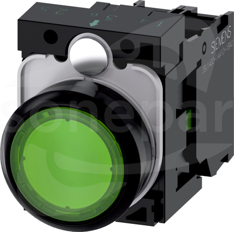 SIRIUS ACT 22mm 1NO z samop.zielony Przycisk płaski podśw+bl.LED tworzywo