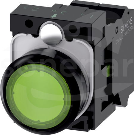 SIRIUS ACT 22mm 1NO z samop.zielony Przycisk płaski podśw+bl.LED tworzywo