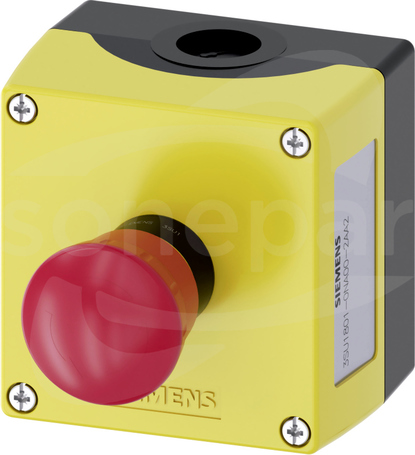 SIRIUS ACT 22mm czerwony/żółty Przycisk awaryjny w obudowie