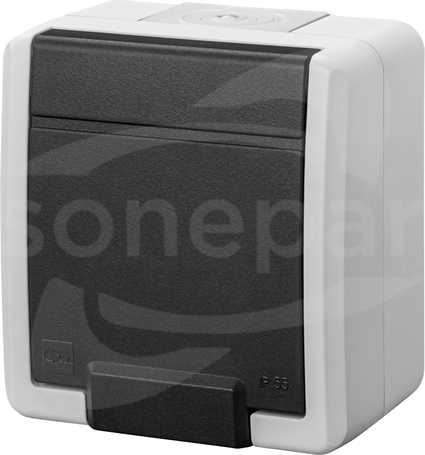 AQUANT 2K 2P+Z IP55 SZARY Gniazdo hermetyczne natynkowe