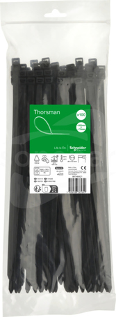 Thorsman IMT46421 300x7.6 mm (100 sztuk) czarna Opaska kablowa