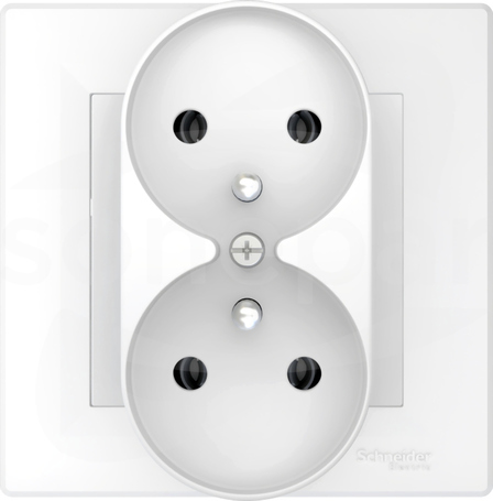 ASFORA 2x2P+Z biały DIY-DSO Gniazdo sieciowe z ramką