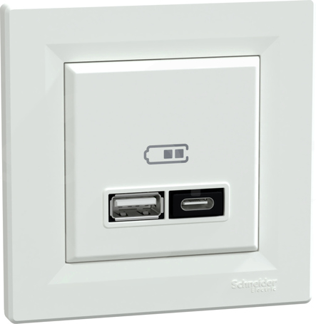 ASFORA USB A+C 21W PD biały Gniazdo ładowania USB