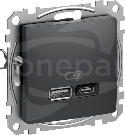 SEDNA DESIGN USB A+C 45W czarny Gniazdo ładowania