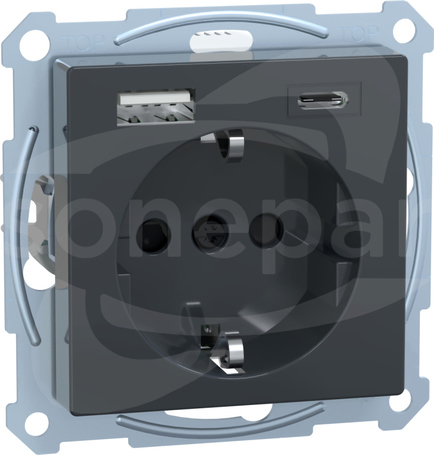 SCHUKO z USB A+C 3A antracyt Gniazdo SCHUKO