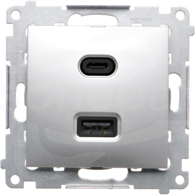 SIMON54 USB C+A 30W Srebrny Ładowarka 2XUSB