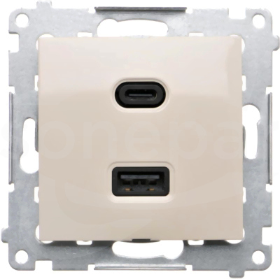 SIMON 54 2xUSB typ C+A 30W kremowy Ładowarka USB