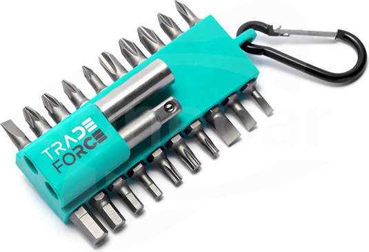 PH,PZ,TORX,SL,HEX (22szt) Zestaw bitów z karabinczykiem TRADEFORCE