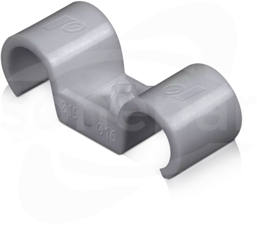 R-SC40-PCD-16 fi16-19mm PA (60szt) Uchwyt do rurek instalacyjnych podwójny