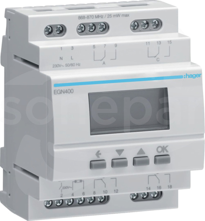 EGN400 16A 4-krotny Zegar cyfrowy wielofunkcyjny z Bluetooth