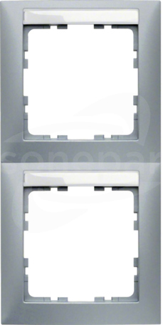 B.Kwadrat aluminium mat Ramka 2-krotna pionowa z polem opisowym