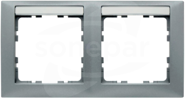 B.Kwadrat aluminium mat Ramka 2-krotna pozioma z polem opisowym,