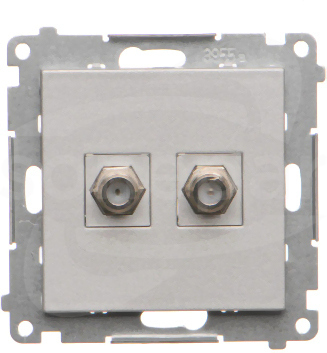 SIMON55 aluminium mat Gniazdo antenowe typu F podwójne
