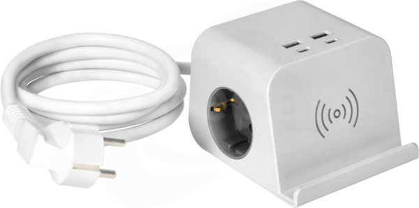 OR-AE-13249GS/W 4xUSB 2x2P+Z Schuko  1,4m biały Listwa zasilająca z ładowarką USB