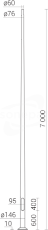 SAL-70-fi60 Słup ALU 7,0m anod.inox