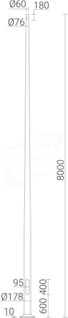 SAL-80K Słup Alu 8,0m anod.inox