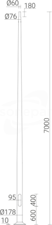 SAL-70-K Słup ALU 7,0m anod.naturalny
