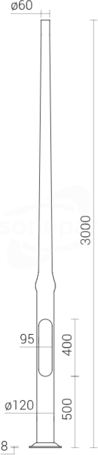 SAL-DP-31 Słup ALU 3,0m anod. czarny