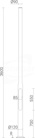 SAL SYG 3,6-B120 Słup ALU anod.inox