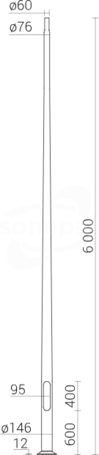 SAL-60-G Słup ALU 6,0m anod.inox