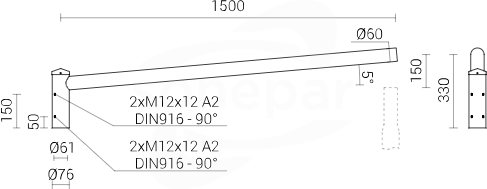 WR-4/1/1,5/5 ZP Wysięgnik 1R anod.grafit