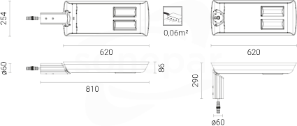 CUDDLE II LED REG 72 4000K optyka DW Oprawa LED uliczna anod.inox/czarny