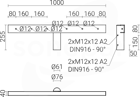 WN-21 Wysięgnik 2R anod.inox