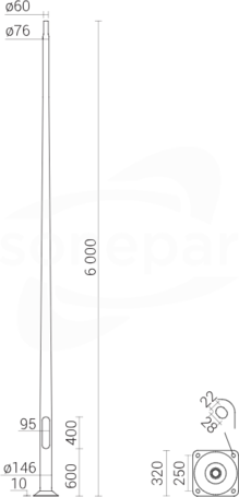 SAL-60 Słup ALU 6,0m anod.grafit