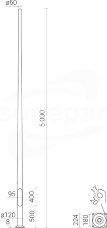SAL-5 anod. zielony słup ALU 5,0m anod.zielony