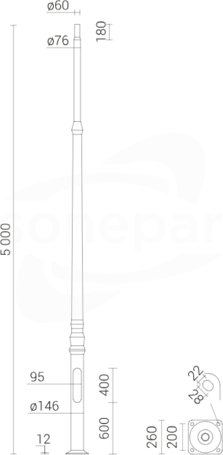 SAL DP-507G Słup ALU 5,0m anod.natur.
