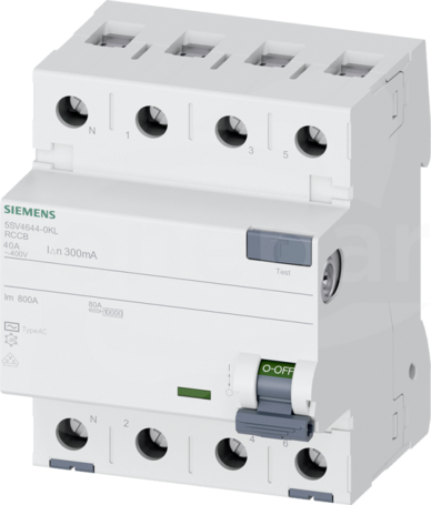 5SV46440KL 3P+N 40A 300mA AC Wyłącznik różnicowoprądowy