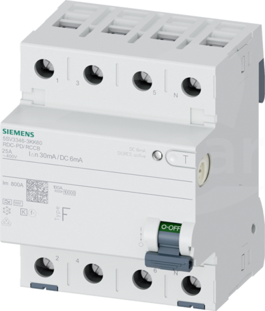  typ F 63 A 30 mA 6 mA DC AC 400 V Wyłącznik różnicowoprądowy 4P