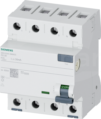  typ A 40 A 30 mA AC 400 V 50...400 Hz Wyłącznik różnicowoprądowy 4P