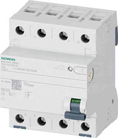  typ F 40 A 30 mA 6 mA DC AC 400 V Wyłącznik różnicowoprądowy 4P