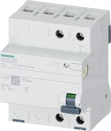  typ F 40 A 30 mA 6 mA DC AC 230 V Wyłącznik różnicowoprądowy 2P
