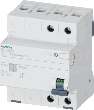  typ F 25 A 30 mA 6 mA DC AC 230 V Wyłącznik różnicowoprądowy 2P