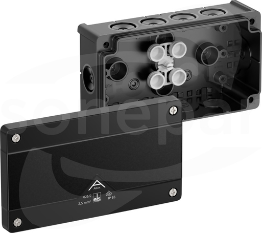 Abox 025/2-L/sw NOWY 152x87x52 IP66 czarny Skrzynka rozgałęźna