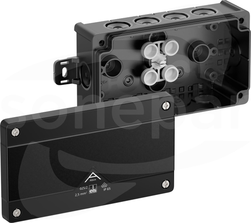 Abox 025/2 AB-L/sw NOWY 152x87x52 IP66 czarny Skrzynka rozgałęźna