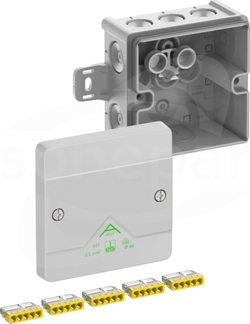 Abox 025 AB-2,5mm2 NOWY 87x87x52 IP66 szary Skrzynka rozgałęźna