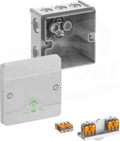 Abox SLK-2,5mm2 NOWY 87x87x52 IP66 szary Skrzynka rozgałęźna