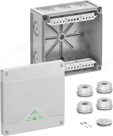 Abox 160-16mm2 NOWY 182x182x90 IP55/IP66 szary Skrzynka rozgałęźna