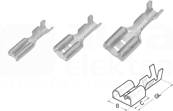 1,0-2,5mm2 (200szt) Nasuwka konektorowa mosiądz cyno.