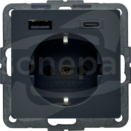 USB A+C 20W Gniazdo SCHUKO z ładowarką