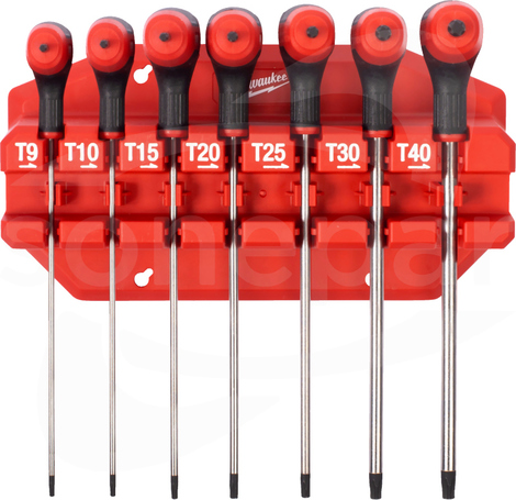 TORX T9-T40 (7szt) Zestaw kluczy z szyną