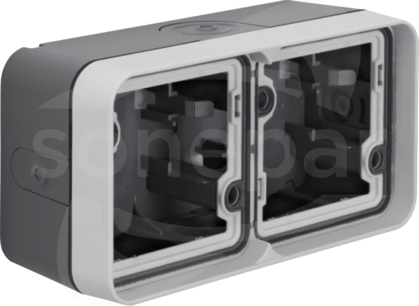 W.1 4 wejścia IP55 szary Adapter natynkowy podwójny poziomy