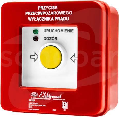 PPWP-3s A 230VAC/230VAC Przycisk przeciwpożarowy