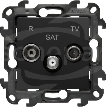 SIMON24 IP20/IP44 1xWejście 5MHz-2,4GHz czarny mat Gniazdo antenowe R-TV-SAT końcowe/zakończeniowe