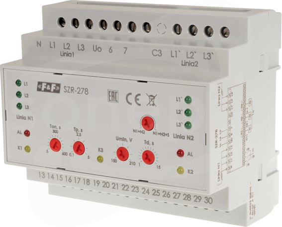 SZR-278 4×NO/NC STEROWNIK ZAŁĄCZANIA REZERWY