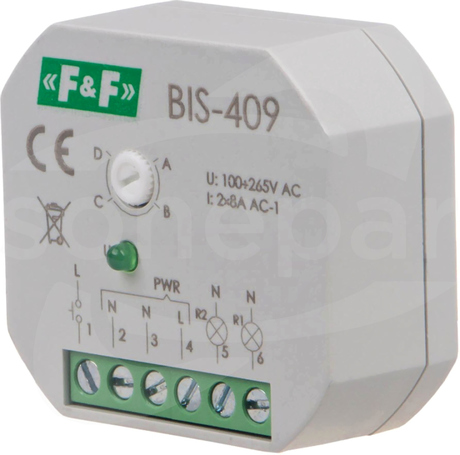 BIS-409 2x(1xNO)/2x(<8A) 100-265VAC PRZEKAŹNIK BISTABILNY