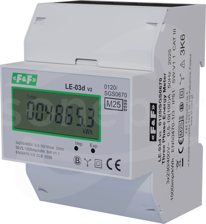 LE-03d 10(100)A 3x230/400V LICZNIK ENERGII 3-FAZ.7MOD.LCD